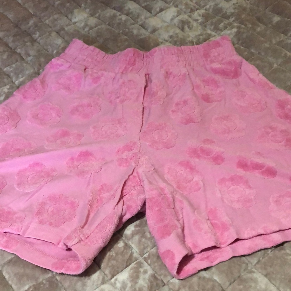 Frankie's Bikinis Pink Floral Terry Shorts